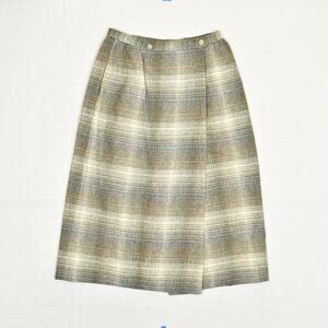 Gordon Women's Wrap Midi Skirt Plaid Wool Blend Multicolor Size 12 USA Vtg